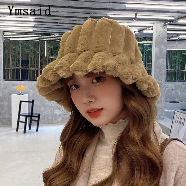 

wide brim hats winter thick stripes plush bucket for women tourism outdoor warm hat soft velvet fisherman cap lady fashion panama1, Blue;gray