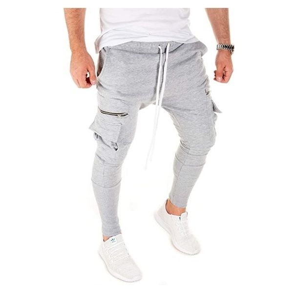 

2020 men's casual slim fit personality hip hop small foot sports pants men, Black