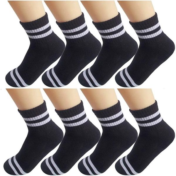 

boys socks 8 packs fit for 2-12 years old and girls cotton athletic ankle toddler kids big, Pink;yellow