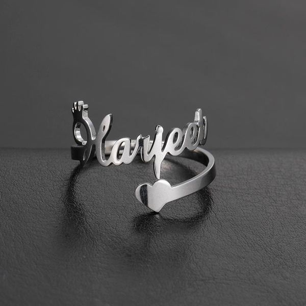 

teamer heart custom ring gold plated stainless steel engagement rings for women peronalized name jewelry couple gifts, Golden;silver