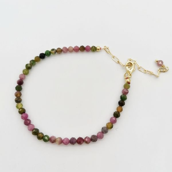

faceted colorful tourmaline delicate adjustable 14k gold filled natural stones pulsera mujer unique women boho bracelet, Golden;silver
