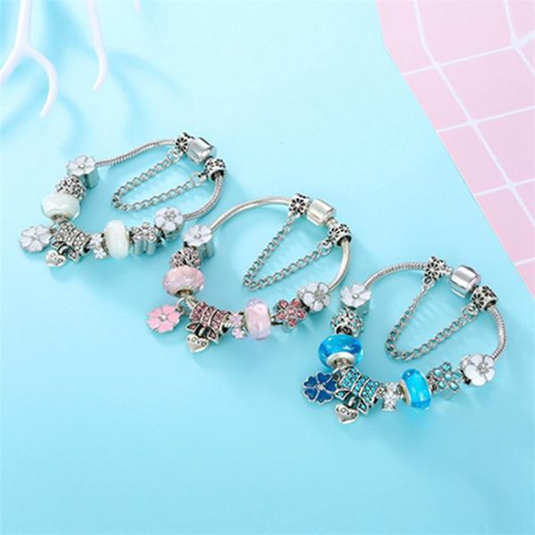

link, chain 2021 jewelry symbol peach blossom beauty pan web celebrity home style bracelet pendant with love, Black