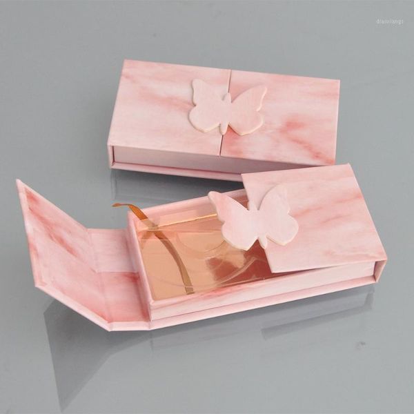 

wholesale lash boxes packaging eyelash box package custom rectangle marble pink butterfly faux cils makeup storage case vendors false eyelas