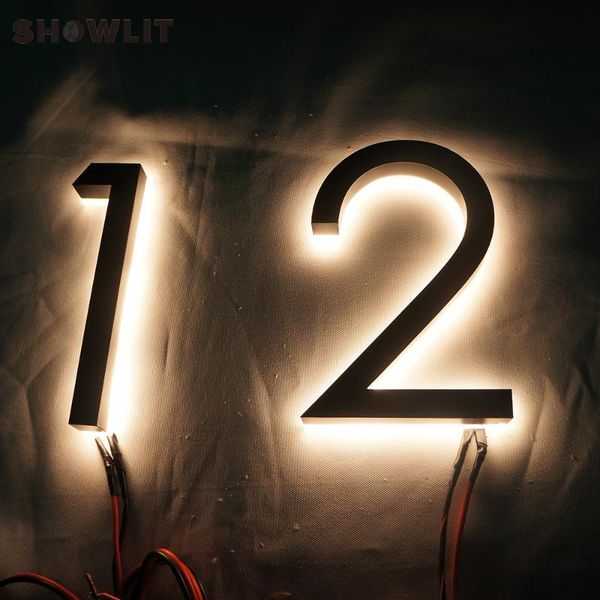 

home decorative door numbers black painted 8'' lighted outdoor 3d stainless steel backlit custom available other hardware