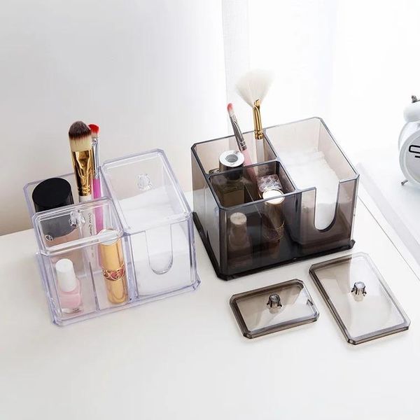 

bathroom storage & organization plastic makeup cotton box table cosmetic for beauty swab brush organizer lipstick/nail polish container