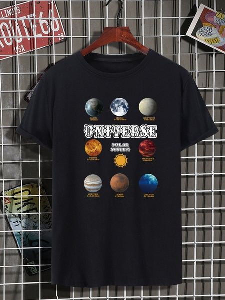 

men planet & letter graphic tee k9wz#, White;black