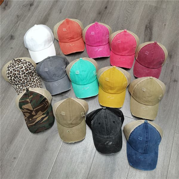 

dhl ups 14 colors ponytail baseball cap messy bun hats for women washed cotton snapback caps casual, Yellow