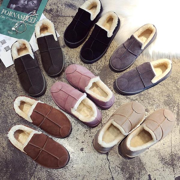 

boots thick bottom women ankle female snow black flat winter platform ladies warm shoes flock fur women's suede boot