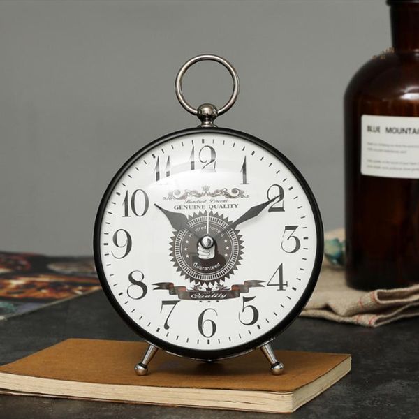 

desk & table clocks european metal retro alarm clock bedroom quartz snooz home decoration deskwatch wall decor