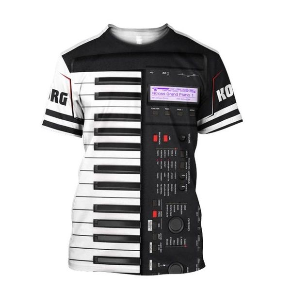 

men's t-shirts 2021 plstar cosmos printed piano music 3d t shirts tees summer funny harajuku short sleeve musical instrument streetwear, White;black