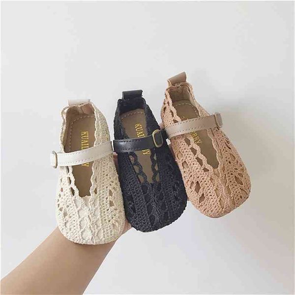 Baby Princess New Summer Girls Cor Sólida Cor Soft Bottom Crianças Cool Fashion Shoes 210329