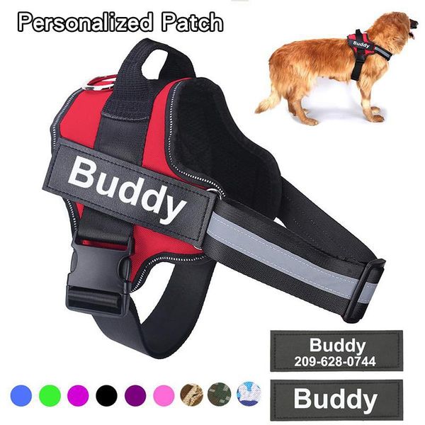 

dog collars & leashes personalized vest harness customized id tag name patch sticker prevent pet loss reflective breathable adjustable puppy