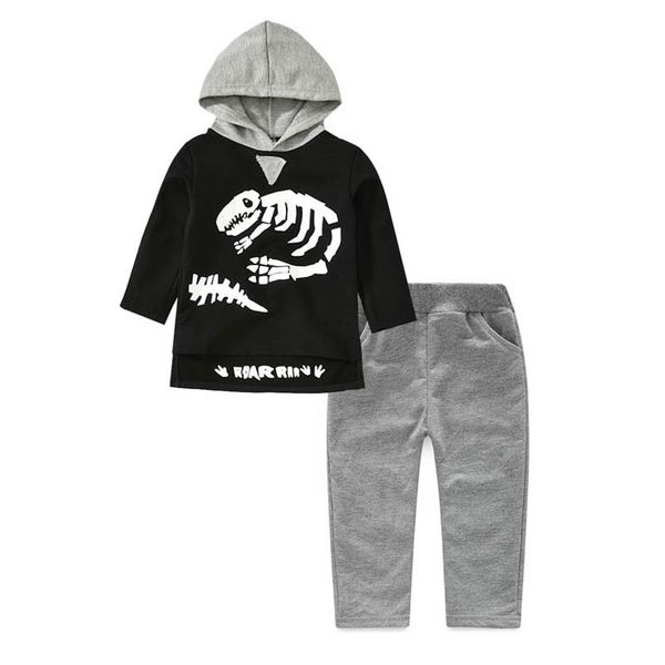 

baby clothing sets boy suit boys children kids clothes children's autumn and winter dinosaur patterned b9132, White