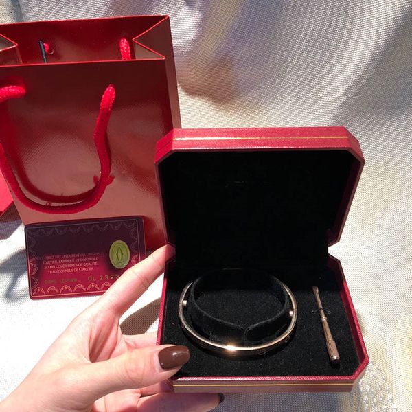 

c brand luxury classic designer love bracelets bangle gfb 18k gold plated with original box card bag unique code numbers, Black