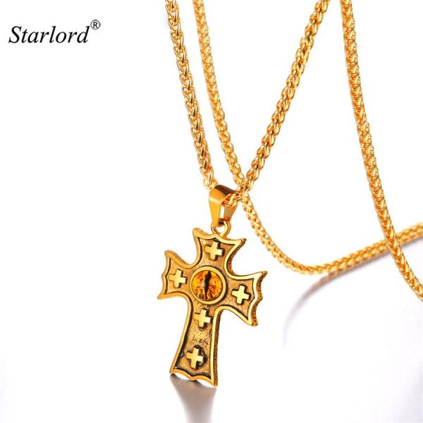 

pendant necklaces latin cross eye of sauron necklace gold/stainless steel evil jewelry retro christianity symbol gp3245, Silver