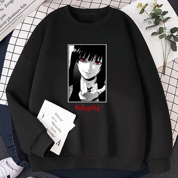 

men's hoodie, kakegurui fashion sweater, yumeko jabami harajuku, wool casual wear, men's in 2021, Black