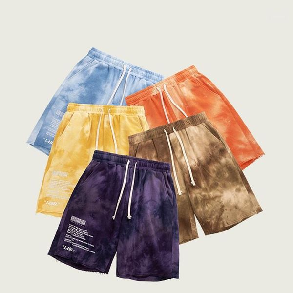 

luren 2021 fast french terry tie dye sweat shorts for men men's, White;black