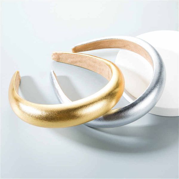 Fashion simples headbands de couro para mulheres esponja esponja ouro prata cor meninas hairbands por atacado hair hoops