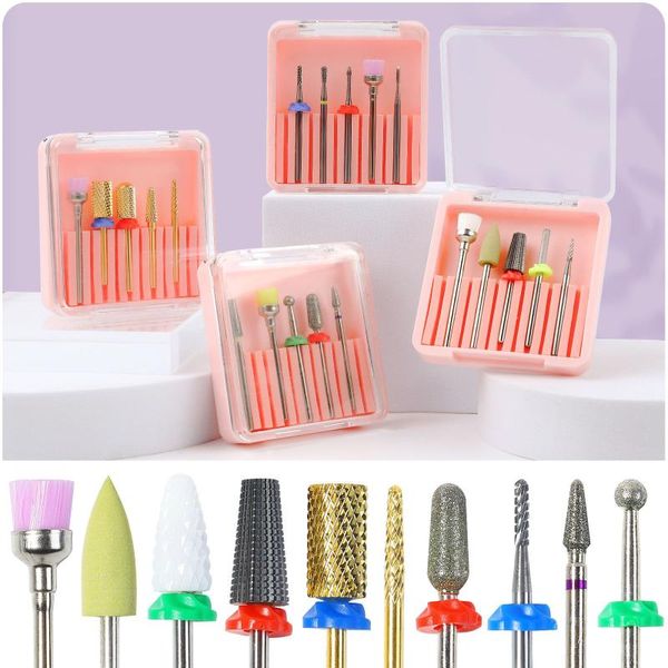 

nail art equipment electric manicure drills accessories tools diy ceramics sanding head drill bits set for tungsten steel, Silver