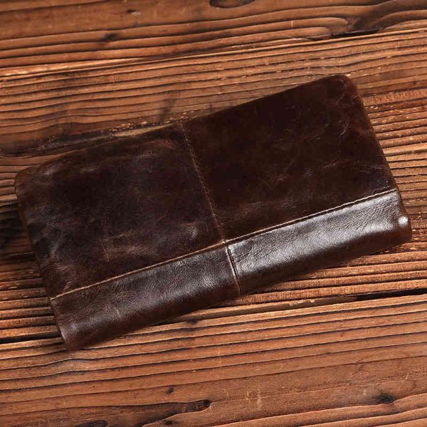 

wallet head leather oil wax multi card long business men's large capacity, Red;black