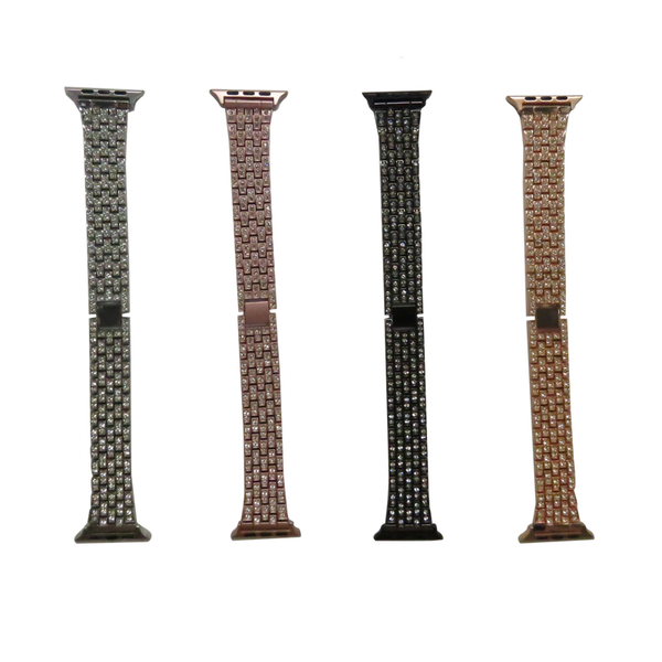 

watch bands suitable for forapple 3 / 5 6 metal diamond band with five beads and full drill strap, Black;brown