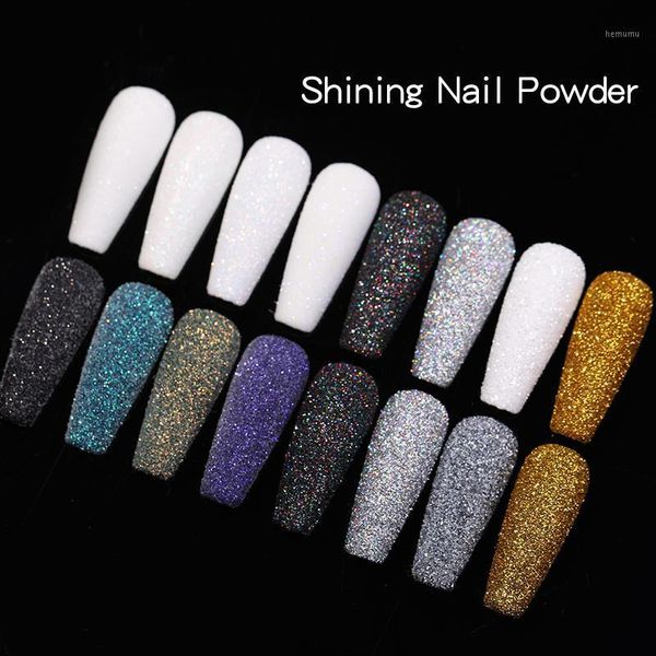 

1box gray gradient shiny nail glitter powder laser sparkly art chrome pigment silver diy decoration1, Silver;gold