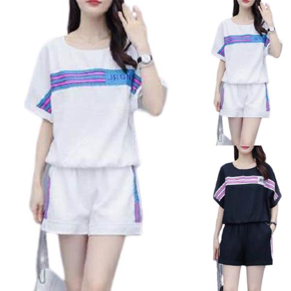 

women's tracksuits casual suit female 2021 summer korean version of large loose printed t-shirt shorts, Gray