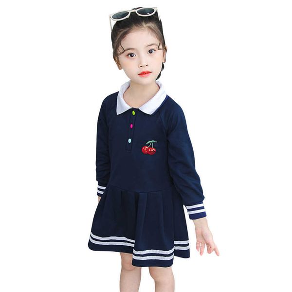

dress girl cherry patchwork children party spring autumn children's clothing 6 8 10 12 14 210528, Red;yellow