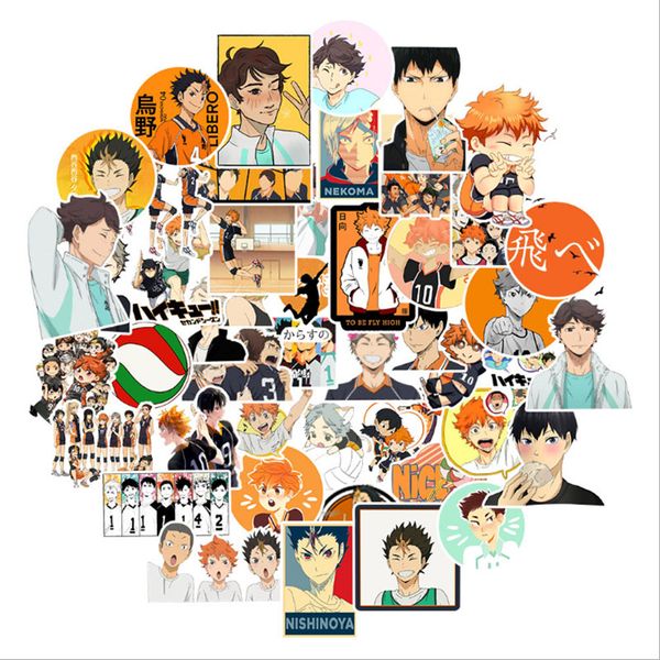 

100 pcs volleyball boy anime graffiti waterproof skateboard travel suitcase phone lapluggage stickers cute kids girl toys