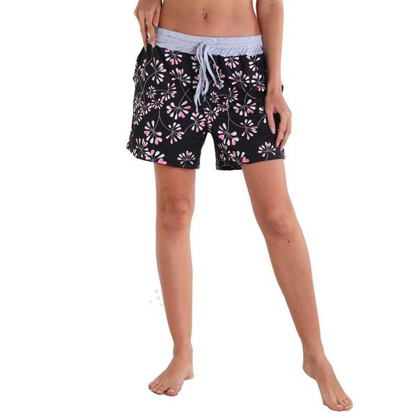 

women's shorts ladies casual beach style surfing fitness outdoor sports floral printed sleepwear plus size feminina 3, White;black