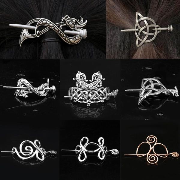 

hair clips & barrettes vintageceltics knot hairpin viking runes dragons women accessories metal stick slide, Golden;silver