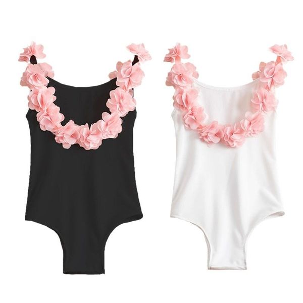 

one-pieces toddler girls swimsuit for baby kids one piece flower ruffles swimwear children backless beach wear black swimming bathing suit