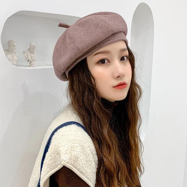 

berets kawaii solid color girls women cotton fashion streetwear japanese all-match caps casual breathable octagonal hats, Blue;gray