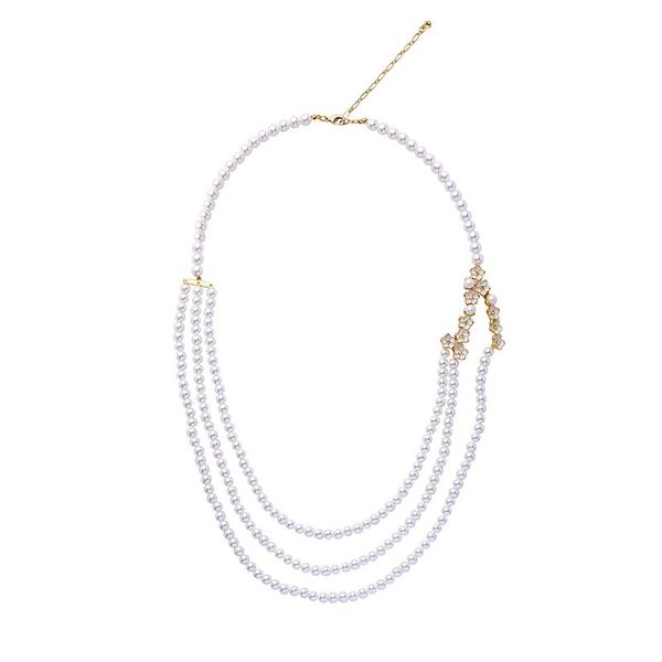 

wedding luxury imitation pearl white beads acrylic necklaces for women statement flower long party fashion jewelry chokers, Golden;silver