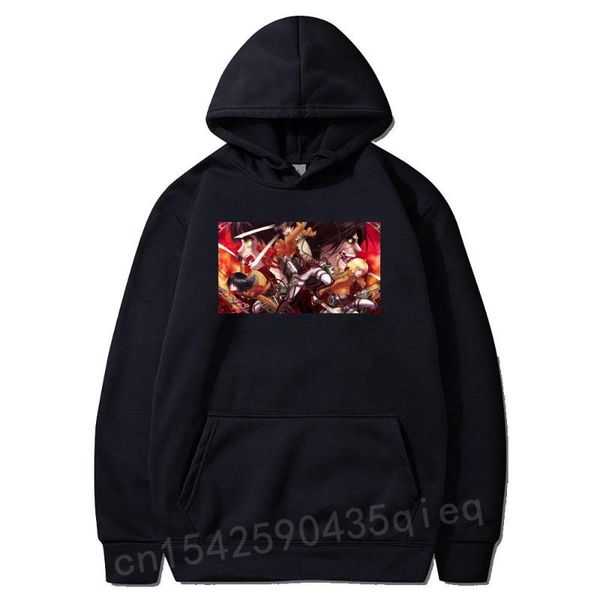 

men's hoodies & sweatshirts janpanese anime attack on titan coat harajuku manga streetswear novelty polyester print men long sleeve, Black