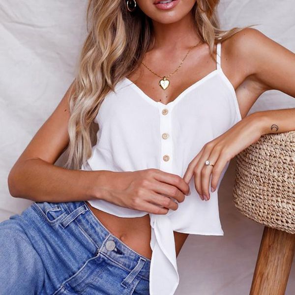 

women's tanks & camis women button sleeveless crop vest tank shirt underwear ladies stretch bandeau bra cami camiseta sin mangas mu, White