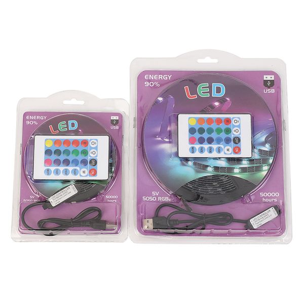 

led strips 5v 5050 rgb usb 24key ir remote control for tv background lighting flexible ip65 waterproof set
