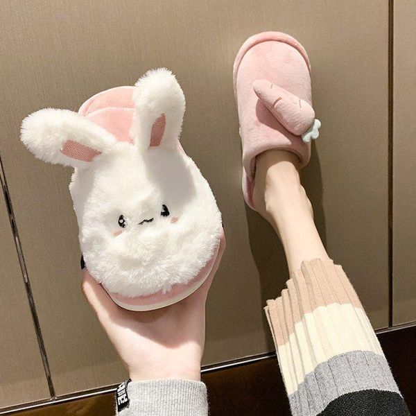 

slippers women's home 2021 winter cartoon shoes women non-slip soft warm house indoor bedroom floor slides, Black