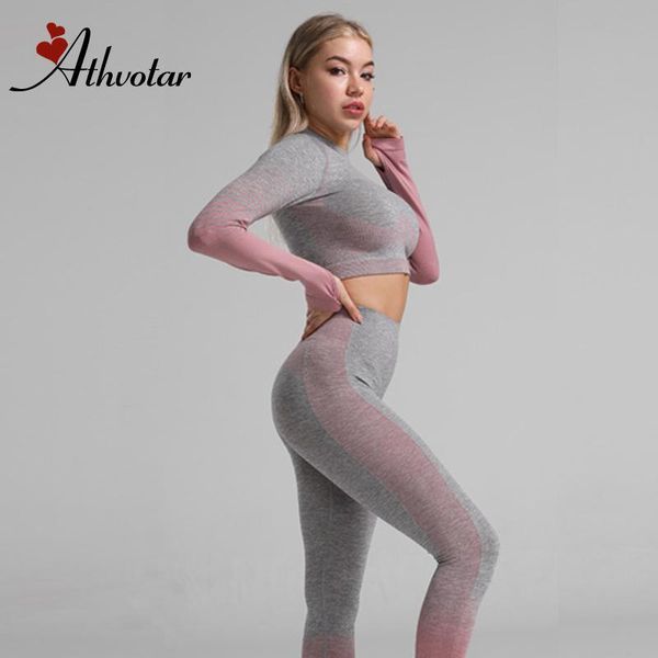 

yoga outfit athvotar women sportswear stripe set running fitness jogging t-shirt leggings sports suit gym workout clothes s-xl