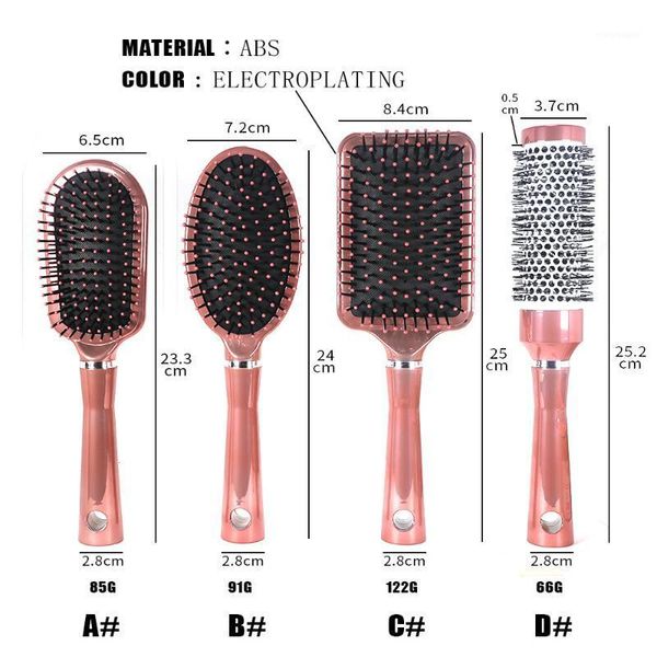 

shapes hair comb scalp massage hairbrush bristle& women wet curly brush for salon hairdressing styling makeup tools1, Silver