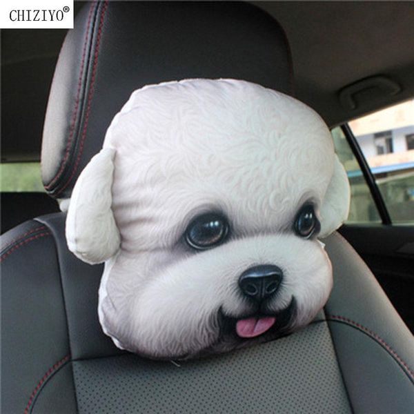 

seat cushions chiziyo est lovely 3d printed animals face car headrest pillowcase neck auto travel rest supplies without filler/