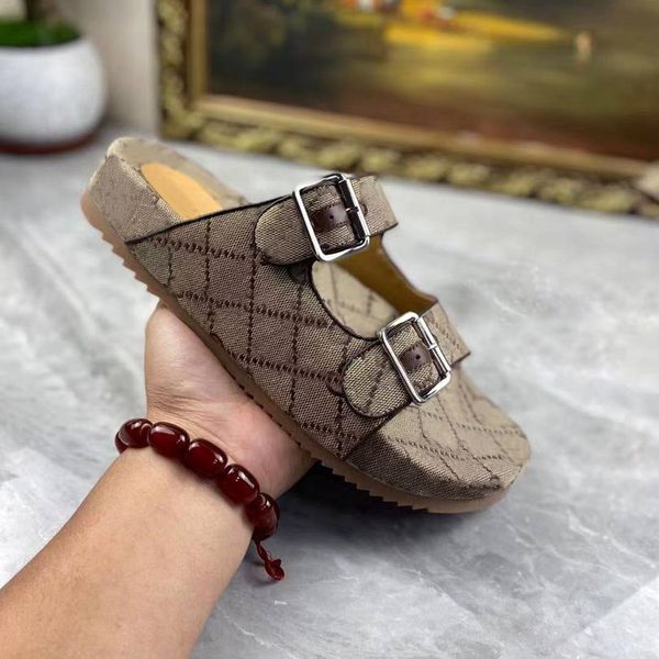 

slippers sandals slides fashion beach thick bottom slipper classic platform alphabet lady sandal leather slide with box large size, Black