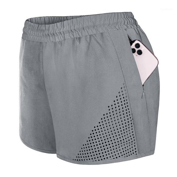 

yoga outfit shorts women's run elastic wasit workout trousers with liner pockets sport high waist wide leg biker fitness