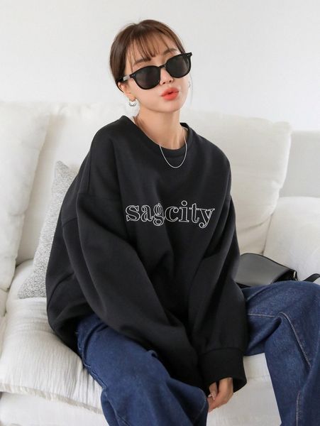 

dazy letter graphic drop shoulder oversized sweatshirt 48hc#, White;black