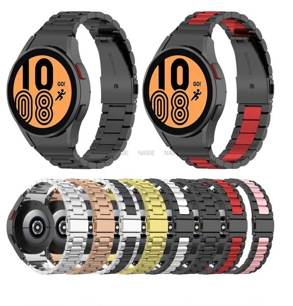 

watch bands no gaps stainless steel strap for samsung galaxy 4 classic 46mm 42mm/watch4 44mm 40mm wrist band curved end metal bracelet, Black;brown