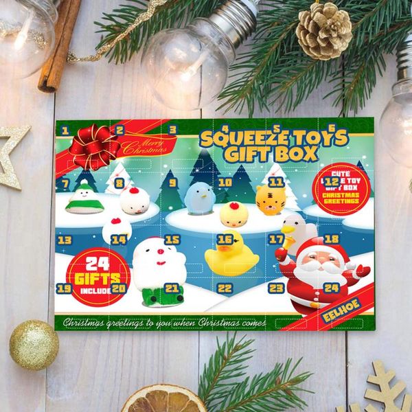 

party favor christmas gife 2021 advent countdown calendar 24pcs squeeze toy favors navidad decorations