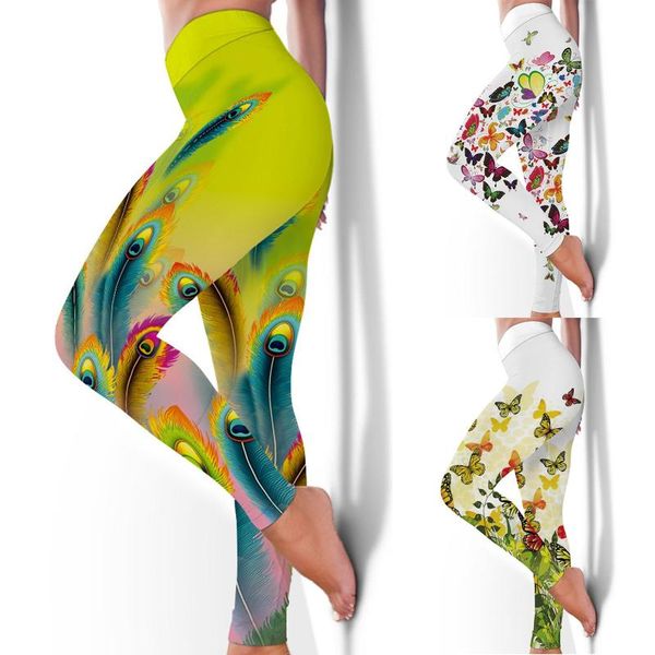 

women's leggings fashion printing breathable hip lifting exercise yoga pants sports women high waist seamless push up leggins, Black