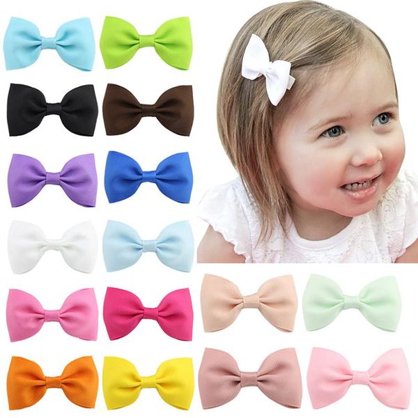 

hair accessories 1pc mini bow tie clip small sweet solid ribbow safety clips kids hairpins gift, Slivery;white