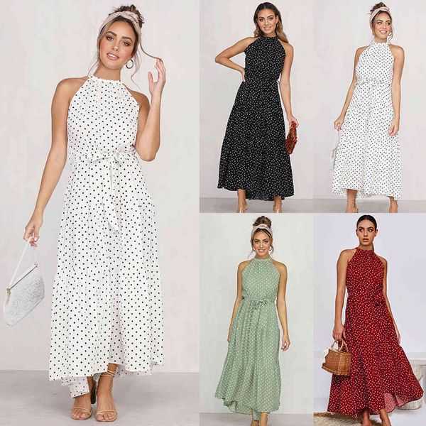 

2020 women's spring and summer new fashion sleeveless polka dot dress, Black;gray