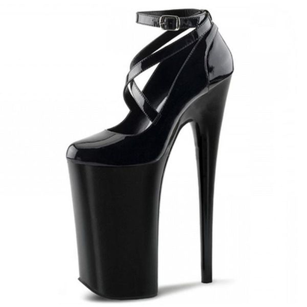 

dress shoes women nightclub super stiletto high heel platform cross strappy party 20cm plus size 2022, Black